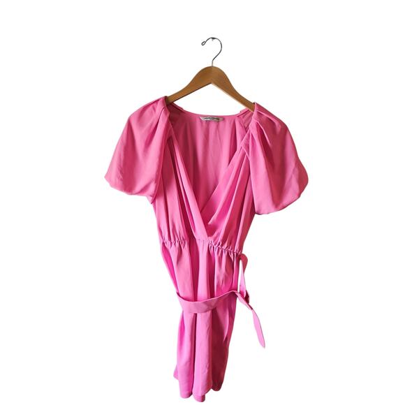 Amanda Uprichard Durand Mini dress with belt in Shocking Pink sz XS $251 new - Picture 4 of 7